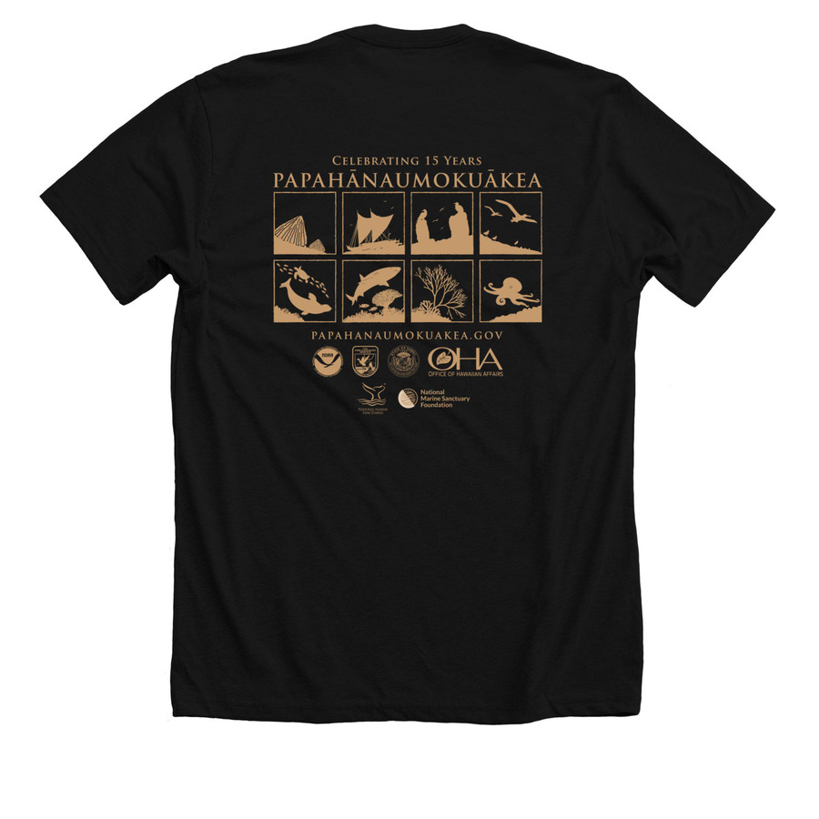 Papah?naumoku?kea 15th Anniversary, a Solid Black Blend Premium Unisex Tee (back-view)