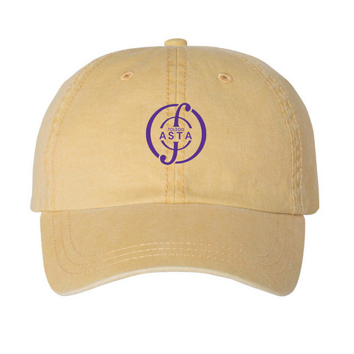 ASTA Logo Hats, a Mustard Printed Pigment Dye Baseball Cap