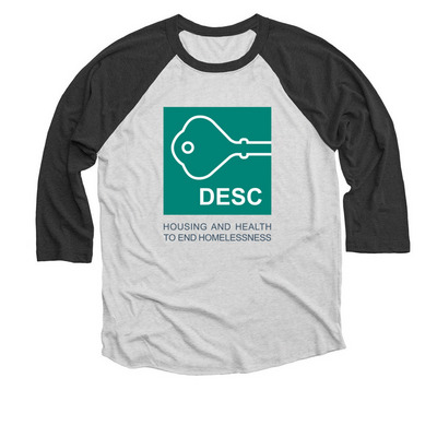 DESC Shirts/Sweatshirts, a Black and Heather White 3/4 Sleeve Baseball Tee