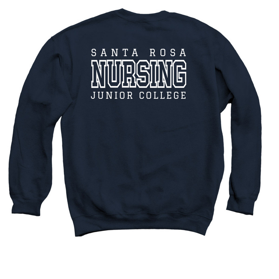 SRJC Old School, a Navy Crewneck Sweatshirt (back-view)