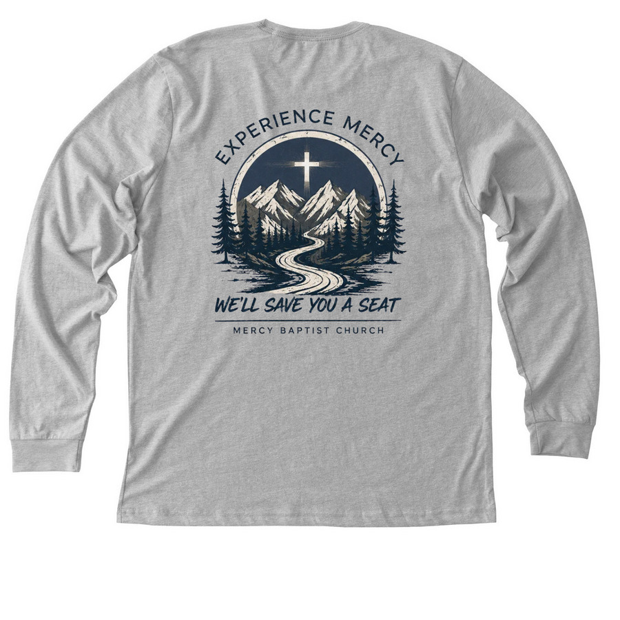 Mercy Baptist Church, a Athletic Heather Premium Long Sleeve Tee (back-view)