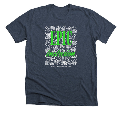 Magic Wheelchair Epic Inclusion, a Heather Midnight Navy Premium Unisex Tee