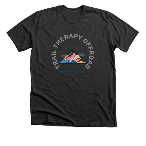 Trail Therapy Peace Found, a Dark Grey Heather Premium Unisex Tee