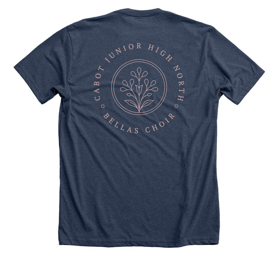 Bellas Floral Logo, a Heather Navy Premium Unisex Tee (back-view)