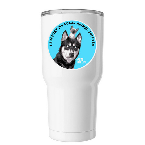 Pets Lifeline Supporter Travel Tumbler, a White Insulated Tumbler