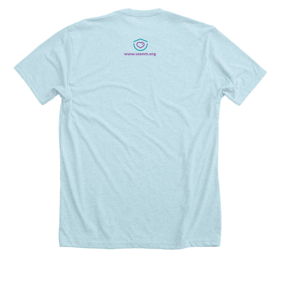 Hear Her (light apparel colors), a Heather Ice Blue Premium Unisex Tee (back-view)