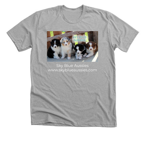 Sky Blue Aussies Puppies!, a Athletic Heather Premium Unisex Tee