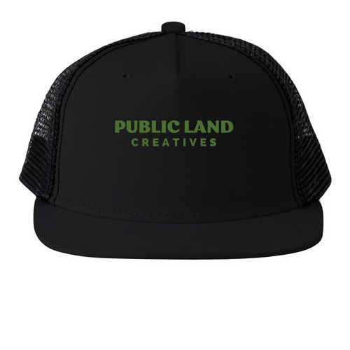 Hats, a Black Printed Trucker Hat