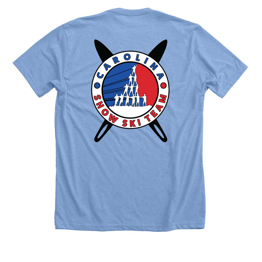 Classic CSST, a Heather Carolina Blue Premium Unisex Tee (back-view)