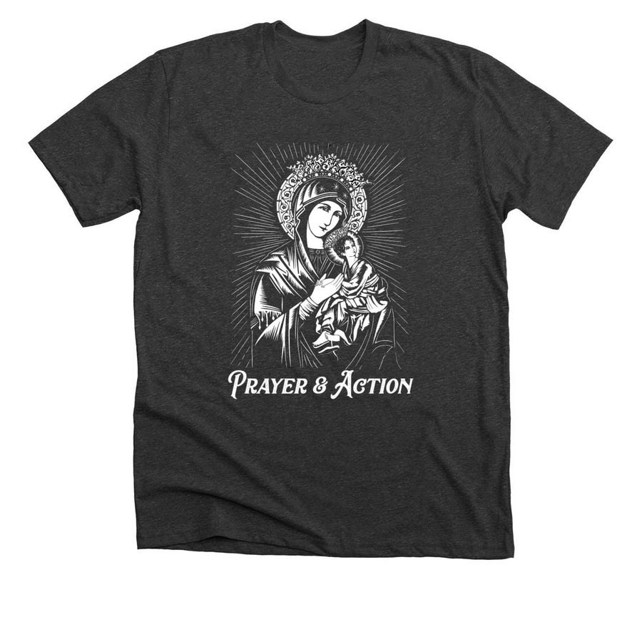 Our Lady of Perpetual Help, a Dark Grey Heather Premium Unisex Tee