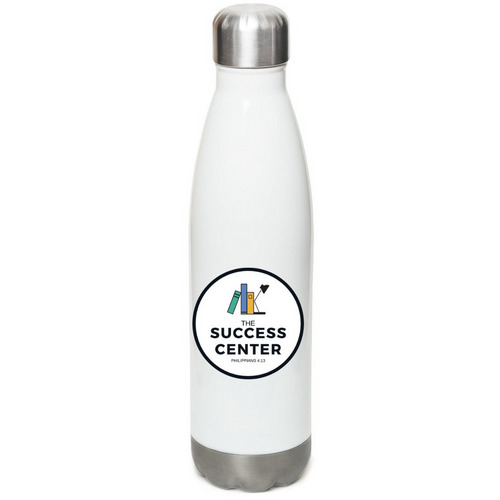Logo Bottle, a White Stainless Steel Water Bottle