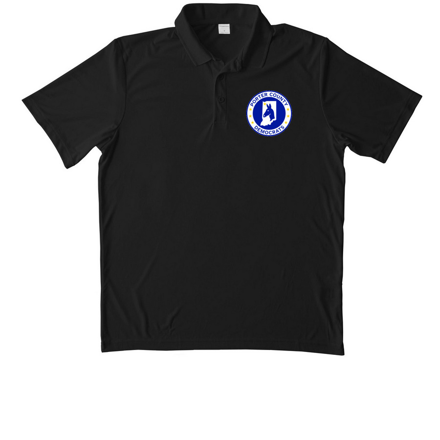 Porter County Democrats, a Black Unisex Performance Polo