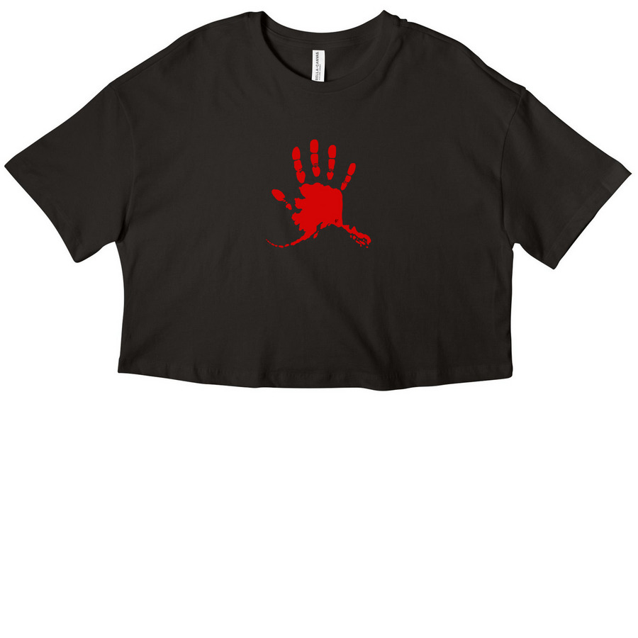 Cropped red hand tee, a Black Women?s Cropped Cotton Tee