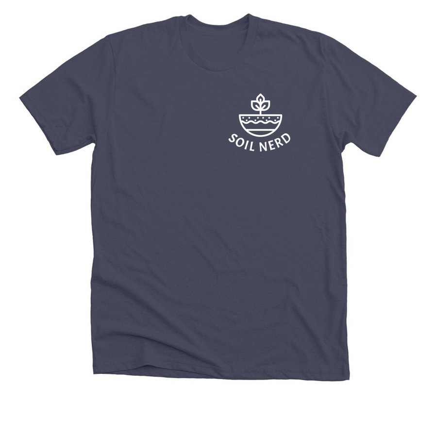 Hey, Nerd, a Heather Midnight Navy Premium Unisex Tee
