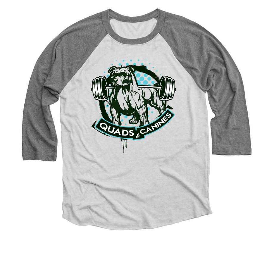 Quads & Canines, a Premium Heather and Heather White 3/4 Sleeve Baseball Tee
