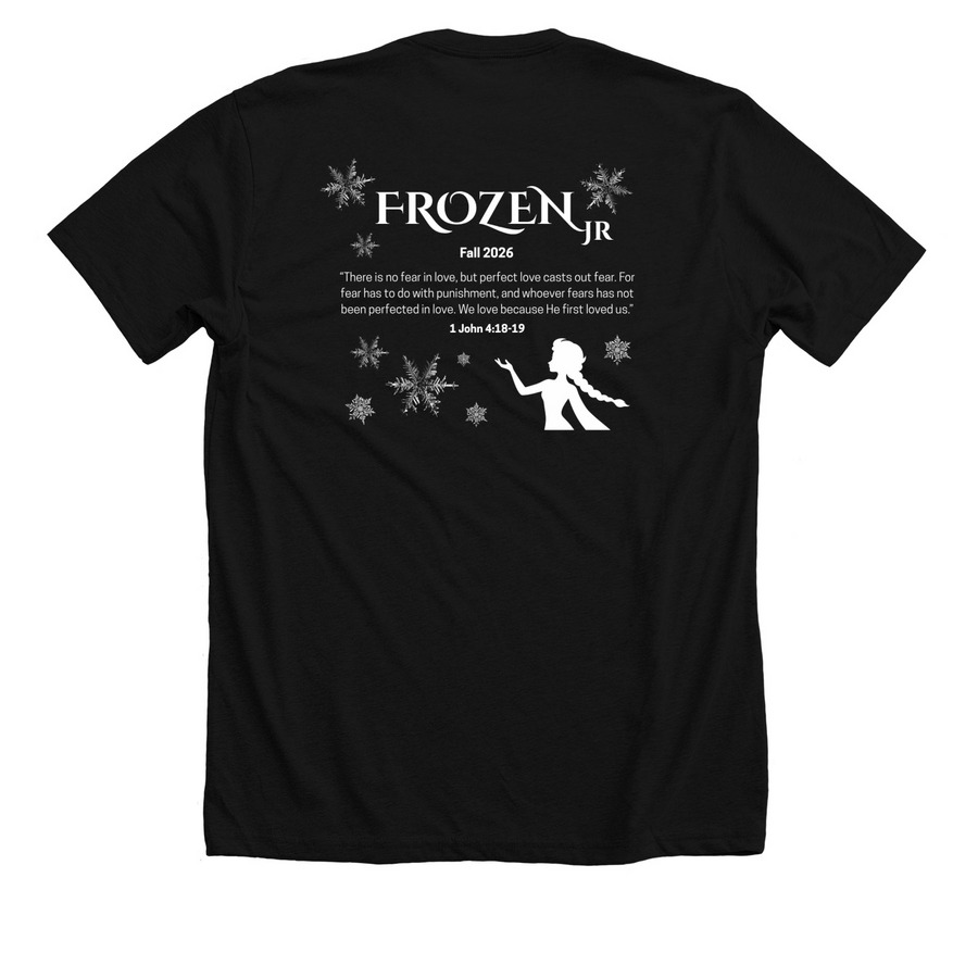 Frozen Jr. T-Shirt, a Solid Black Blend Premium Unisex Tee (back-view)