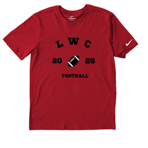 LWC Football, a Gym Red Nike Dri-FIT Jersey Blend Performance Tee