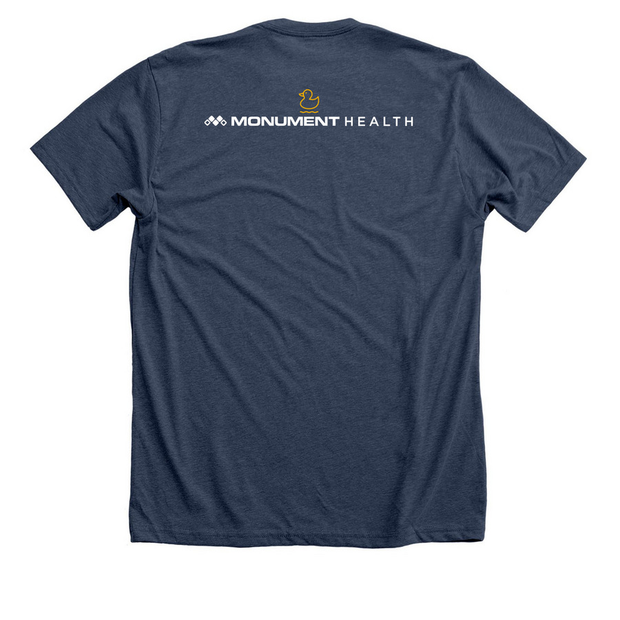 RN Float Pool Shirts, a Heather Navy Premium Unisex Tee (back-view)