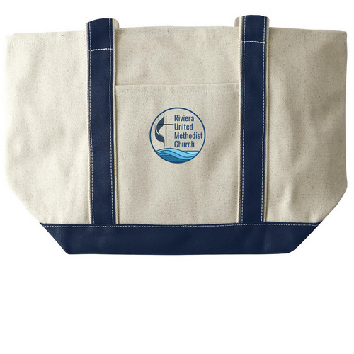 RUMC Tote, a Natural/Navy Large Two-Tone Canvas Tote Bag