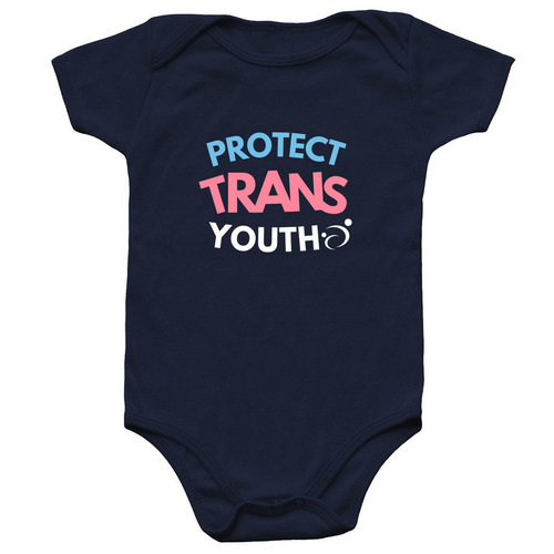Protect Trans Youth Onesie, a Navy Infant Onesie