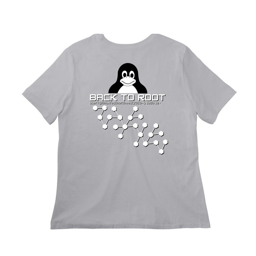 Back to ROOT - Dimensional, a Solid Athletic Grey Women?s Relaxed Cotton Tee (back-view)