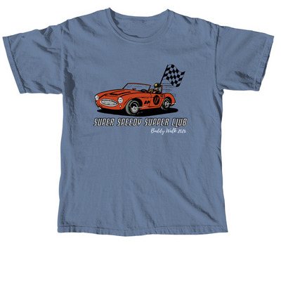 Super Speedy Supper Club Shirts, a Blue Jean Comfort Colors Unisex Tee