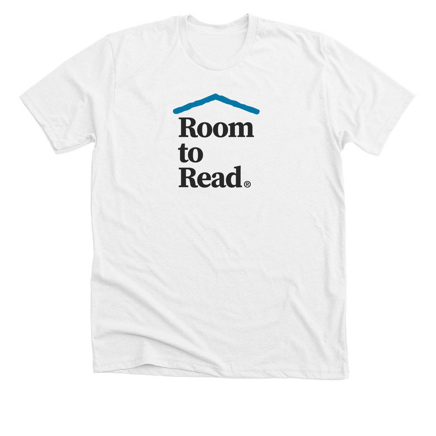 Room to Read Color Logo Adult & Youth, a Solid White Blend Premium Unisex Tee