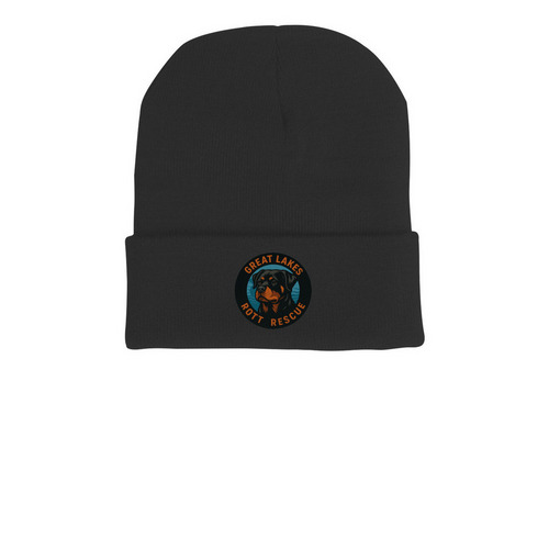 Round Logo Beanies, a Black Printed Cuffed Beanie