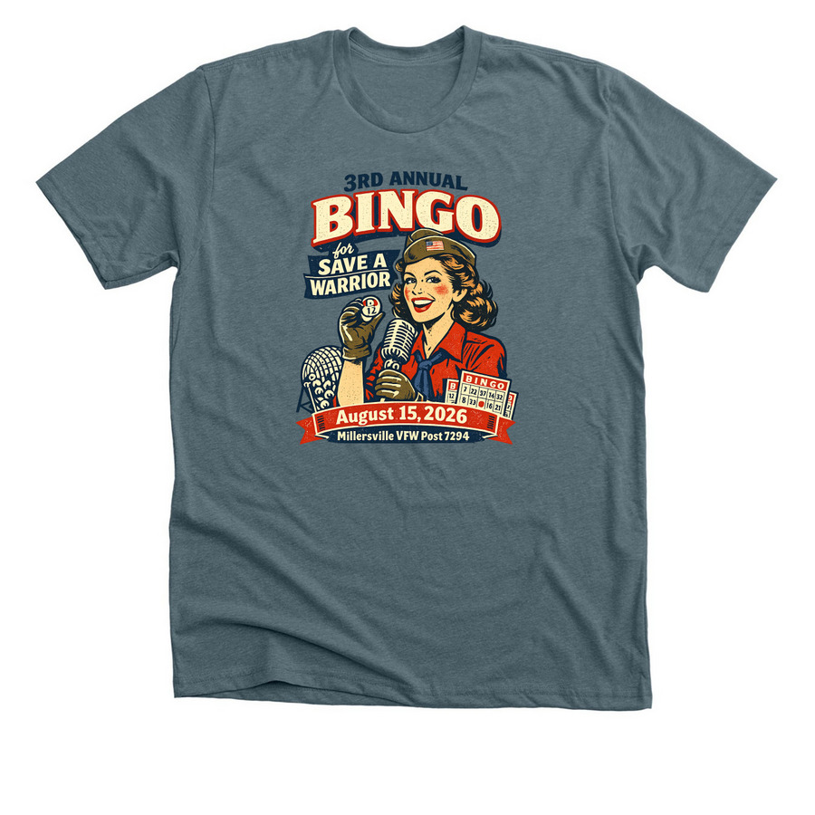 Millersville VFW 7294 3rd Annual Bingo, a Heather Slate Premium Unisex Tee