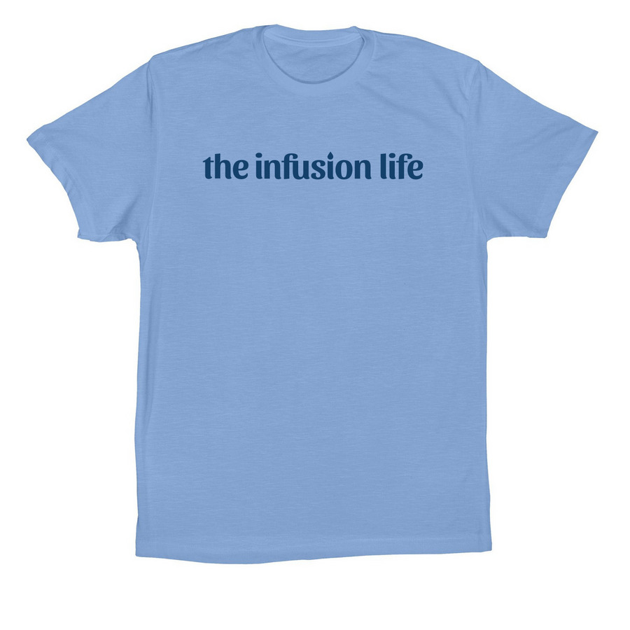 the infusion life blue logo, a Carolina Blue Premium Cotton Tee