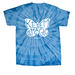 Kesem is Magic Butterfly Shirt, a Baby Blue Classic Tie Dye Tee (back-view)