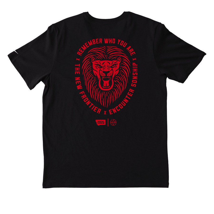 Lion (Red Logo) 2026 - Nike Apparel, a Black Nike Dri-FIT Jersey Blend Performance Tee (back-view)