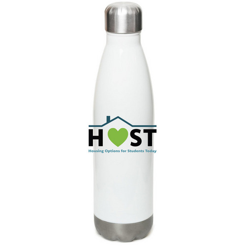 Water Bottle, a White Stainless Steel Water Bottle