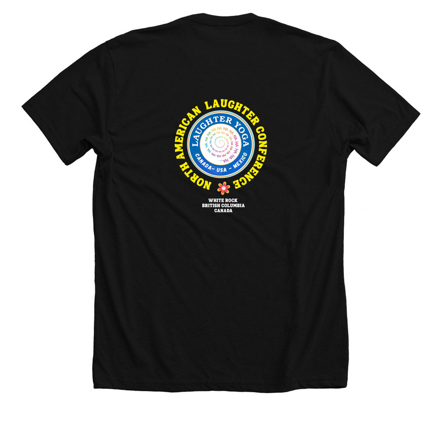 Laughter Groove at White Rock, a Solid Black Blend Premium Unisex Tee (back-view)