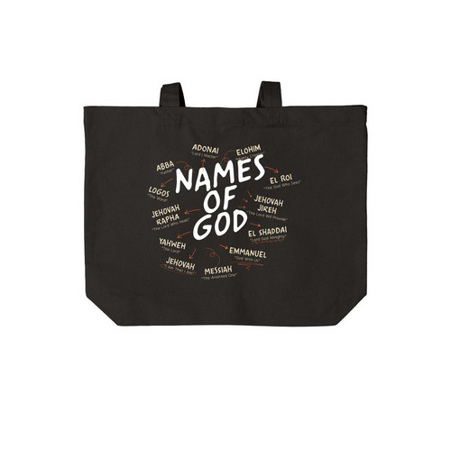 Names of God Tote, a Deep Black Cotton Canvas Tote Bag