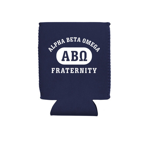 AB? Fraternity Beer Koozie, a Navy Neoprene Can Holder