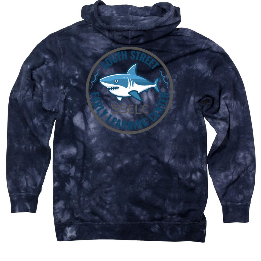 SSELC SHARK SWAG!, a Navy Tie Dyed Pullover Hoodie (back-view)