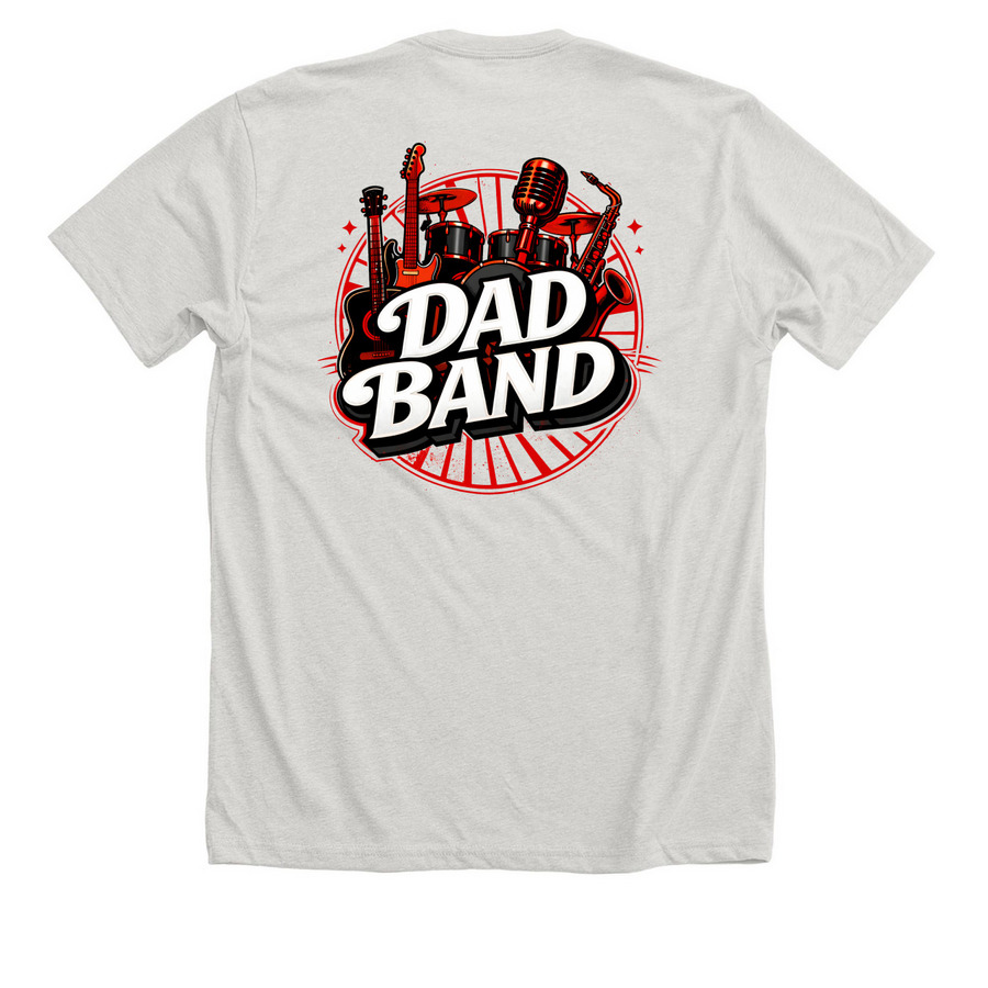 Dad Band Front/Back, a Heather Cement Premium Unisex Tee (back-view)