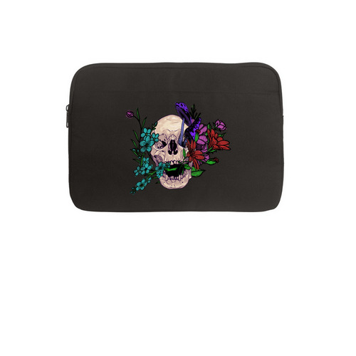 Flower Skull (Laptop Case)v1, a Black Canvas Laptop Sleeve