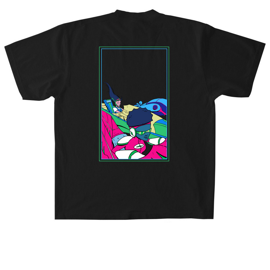 SOLAR PUNK V1 RACER, a Black Heavyweight Garment Dye Tee (back-view)