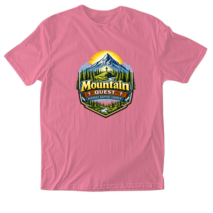 Mountain Quest Logo T-Shirt, Adult Sizes, a Azalea Softstyle Cotton Tee