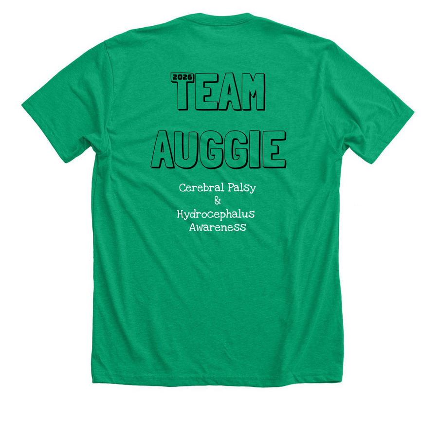 I Walk For Auggie, a Heather Kelly Premium Unisex Tee (back-view)