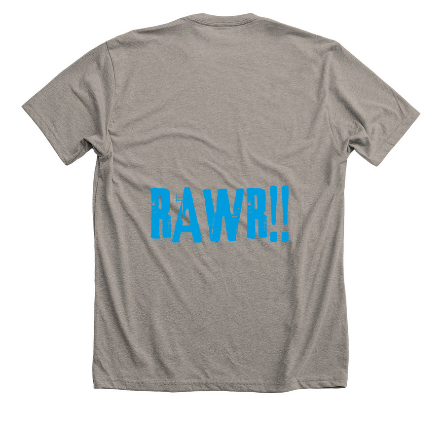 RAWR NATION OFFICIAL, a Heather Stone Premium Unisex Tee (back-view)