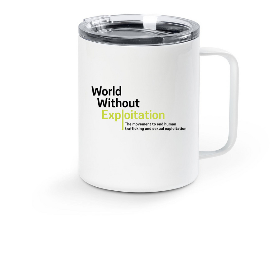 WorldWE Travel Mug, a White Stainless Steel Travel Mug