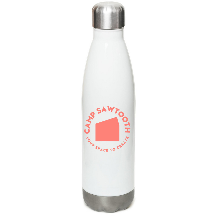 Camp Sawtooth Water Bottle, a White Stainless Steel Water Bottle