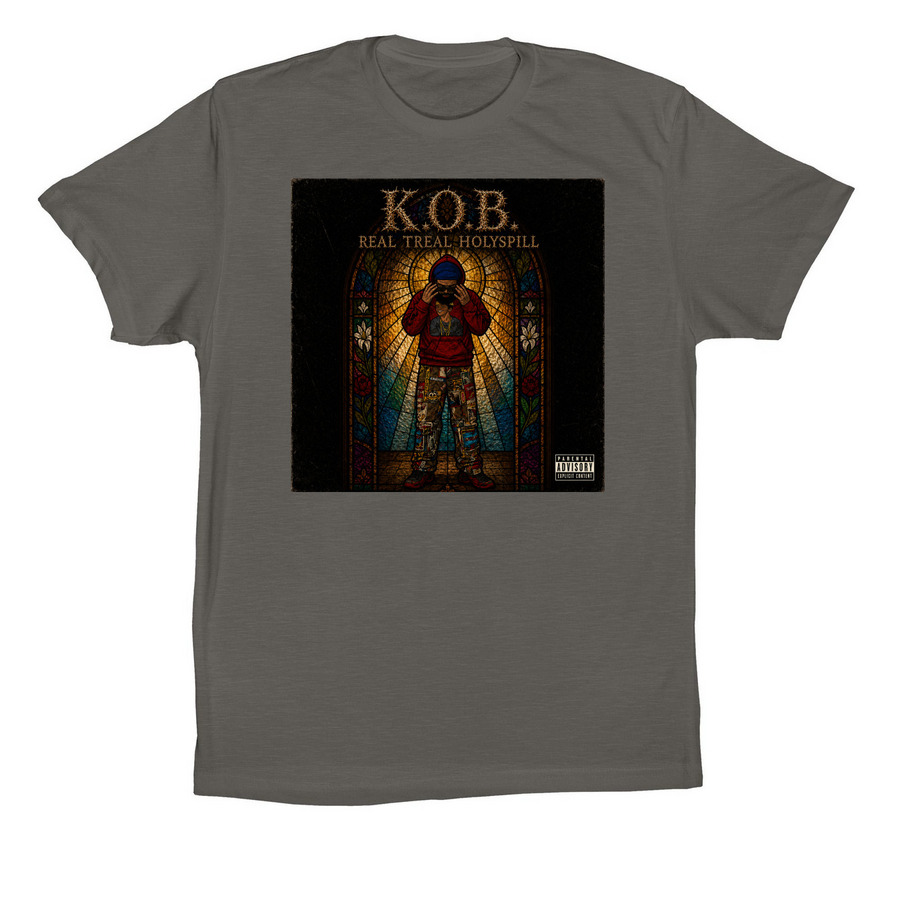 K.O.B. REAL TREAL HOLYSPILL MERCH&nbsp;, a Asphalt Premium Cotton Tee