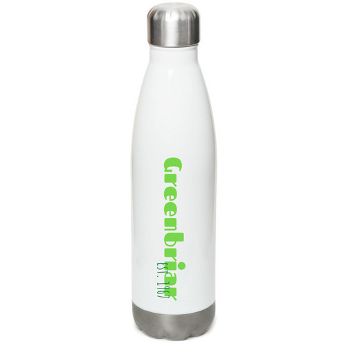 Greenbriar Water Bottle, a White Stainless Steel Water Bottle