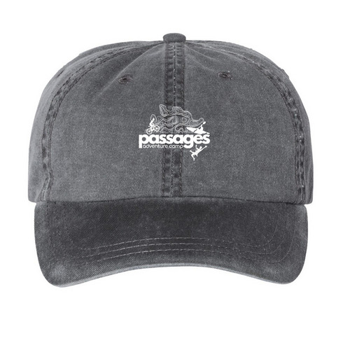 Logo Hat, a Black Printed Pigment Dye Baseball Cap