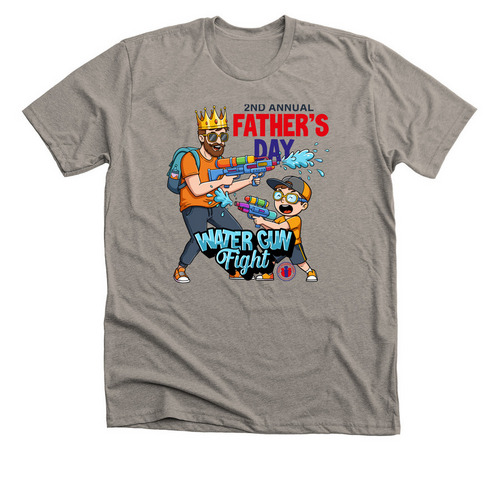 2nd Fathers Day Water Gun Fight, a Heather Stone Premium Unisex Tee