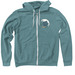 Small Logo, a Heather Deep Teal Zip Up Hoodie